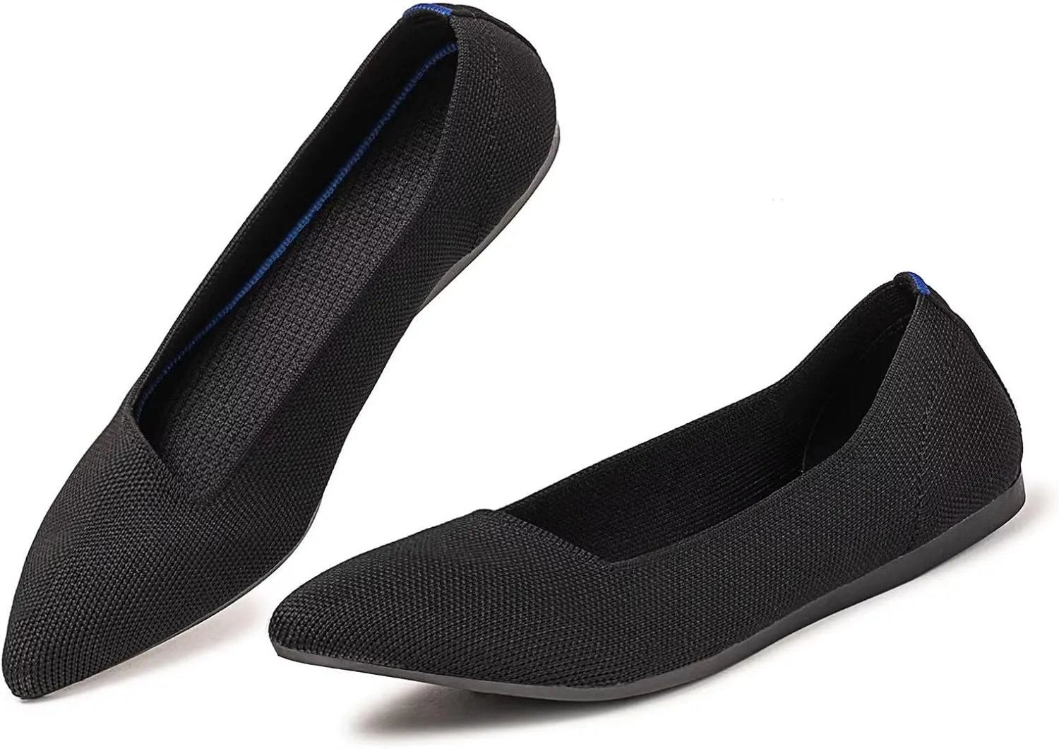 BEJINASH Women's Flats Black Pointed Toe Dress Shoes Knit Comfortable Flat Shoes for Woman Lightweight
