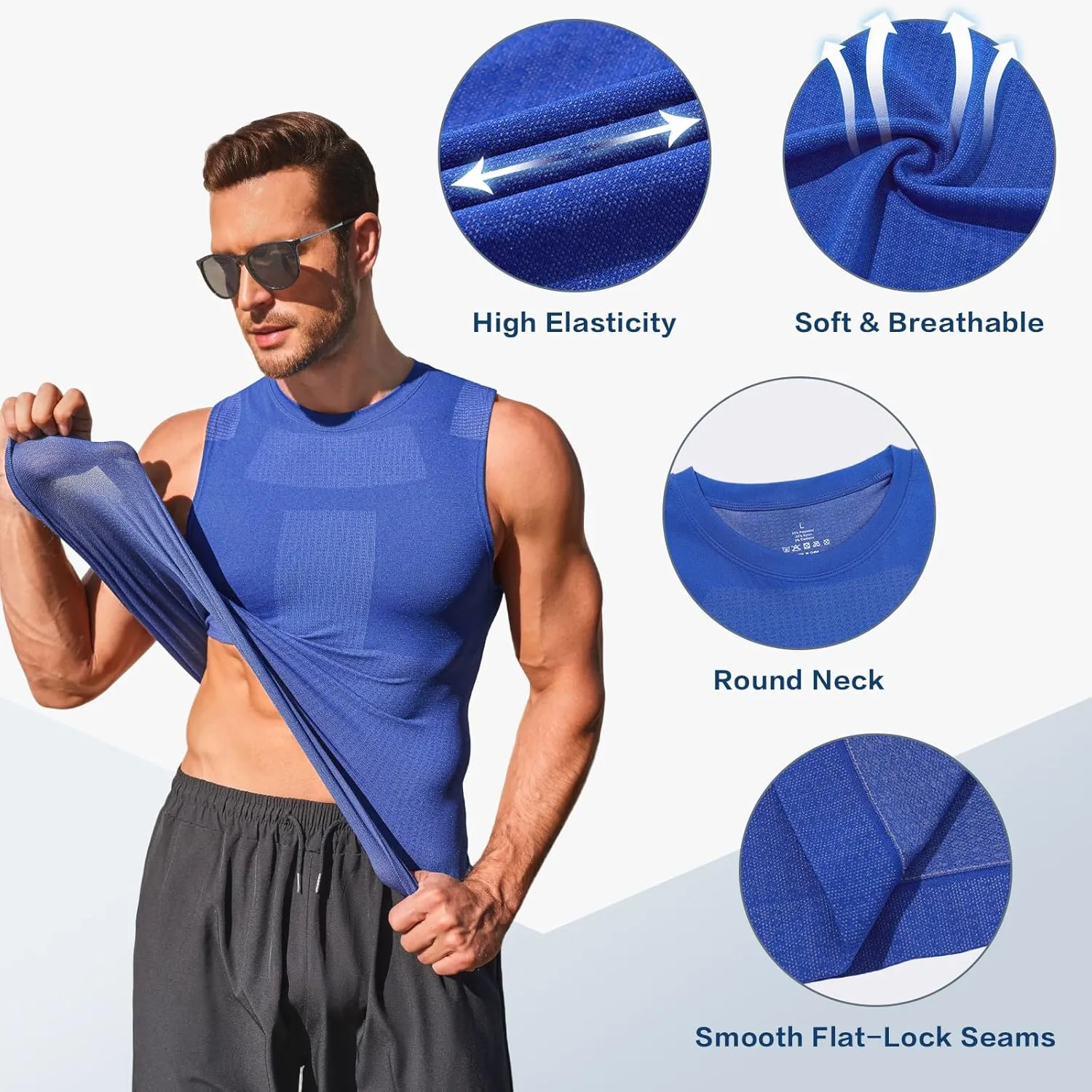 Beotyshow Mens Sleeveless Compression Shirt Slimming Body Shaper Vest Workout Tank Tops Shapewear Undershirts