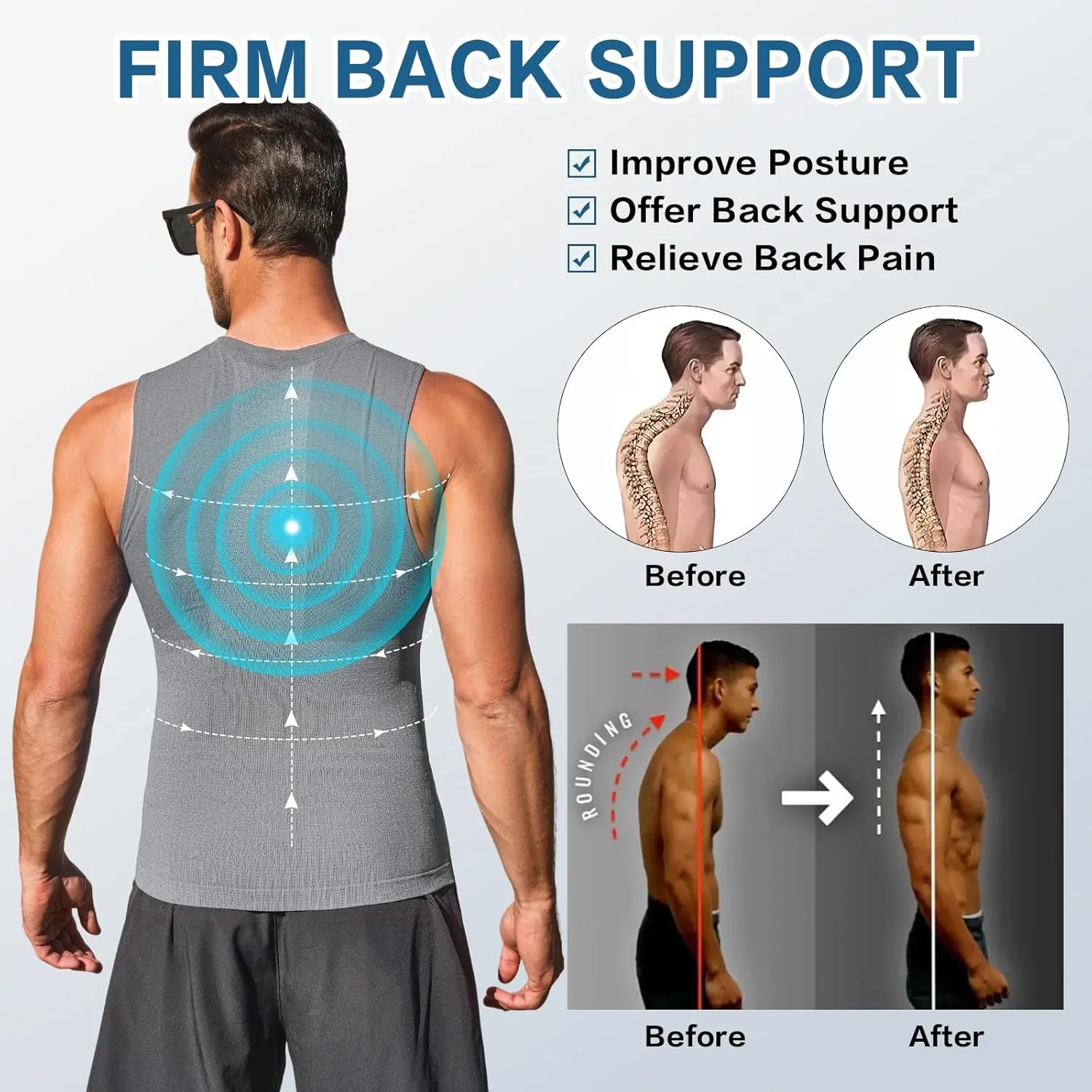 Beotyshow Mens Sleeveless Compression Shirt Slimming Body Shaper Vest Workout Tank Tops Shapewear Undershirts
