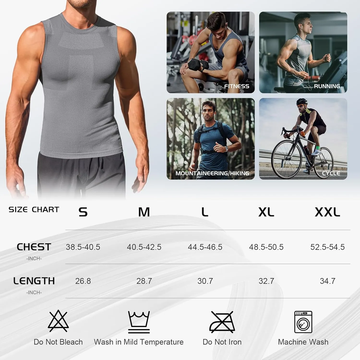 Beotyshow Mens Sleeveless Compression Shirt Slimming Body Shaper Vest Workout Tank Tops Shapewear Undershirts