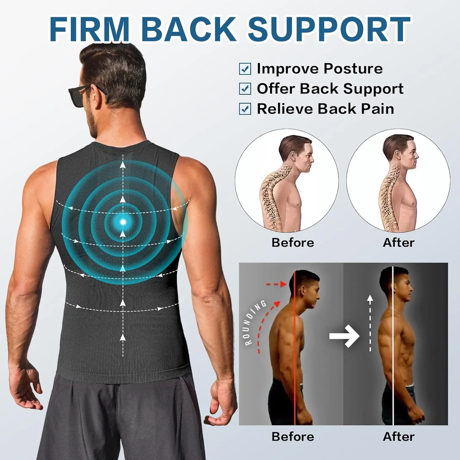 Beotyshow Mens Sleeveless Compression Shirt Slimming Body Shaper Vest Workout Tank Tops Shapewear Undershirts