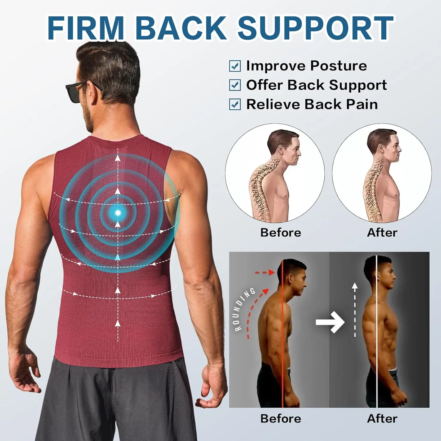 Beotyshow Mens Sleeveless Compression Shirt Slimming Body Shaper Vest Workout Tank Tops Shapewear Undershirts