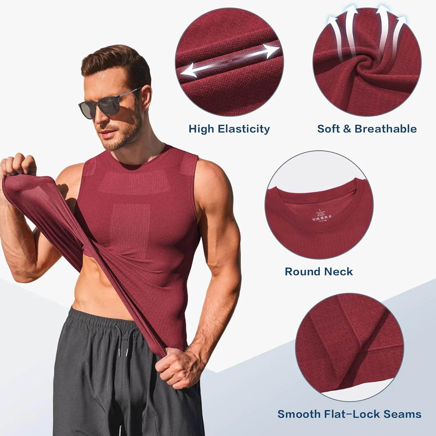 Beotyshow Mens Sleeveless Compression Shirt Slimming Body Shaper Vest Workout Tank Tops Shapewear Undershirts