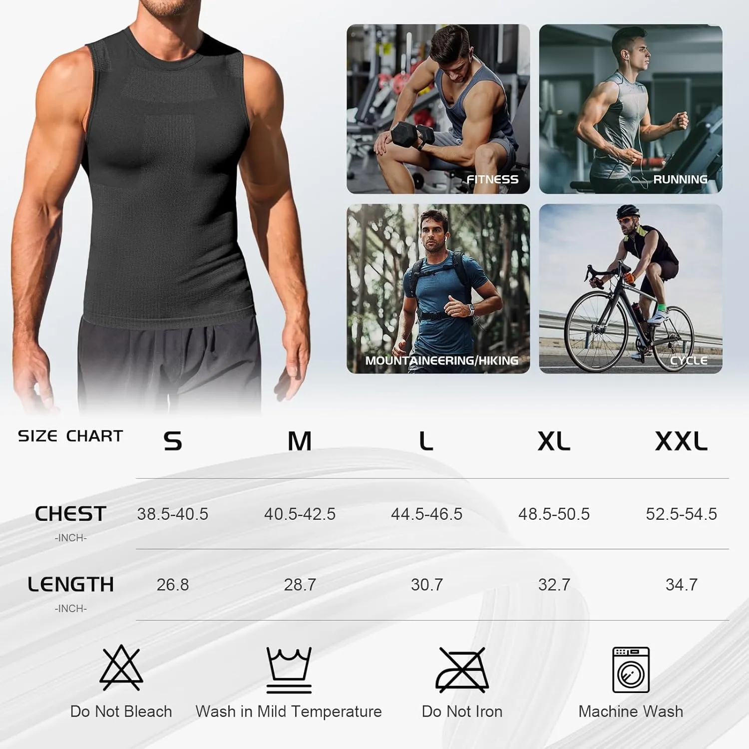 Beotyshow Mens Sleeveless Compression Shirt Slimming Body Shaper Vest Workout Tank Tops Shapewear Undershirts