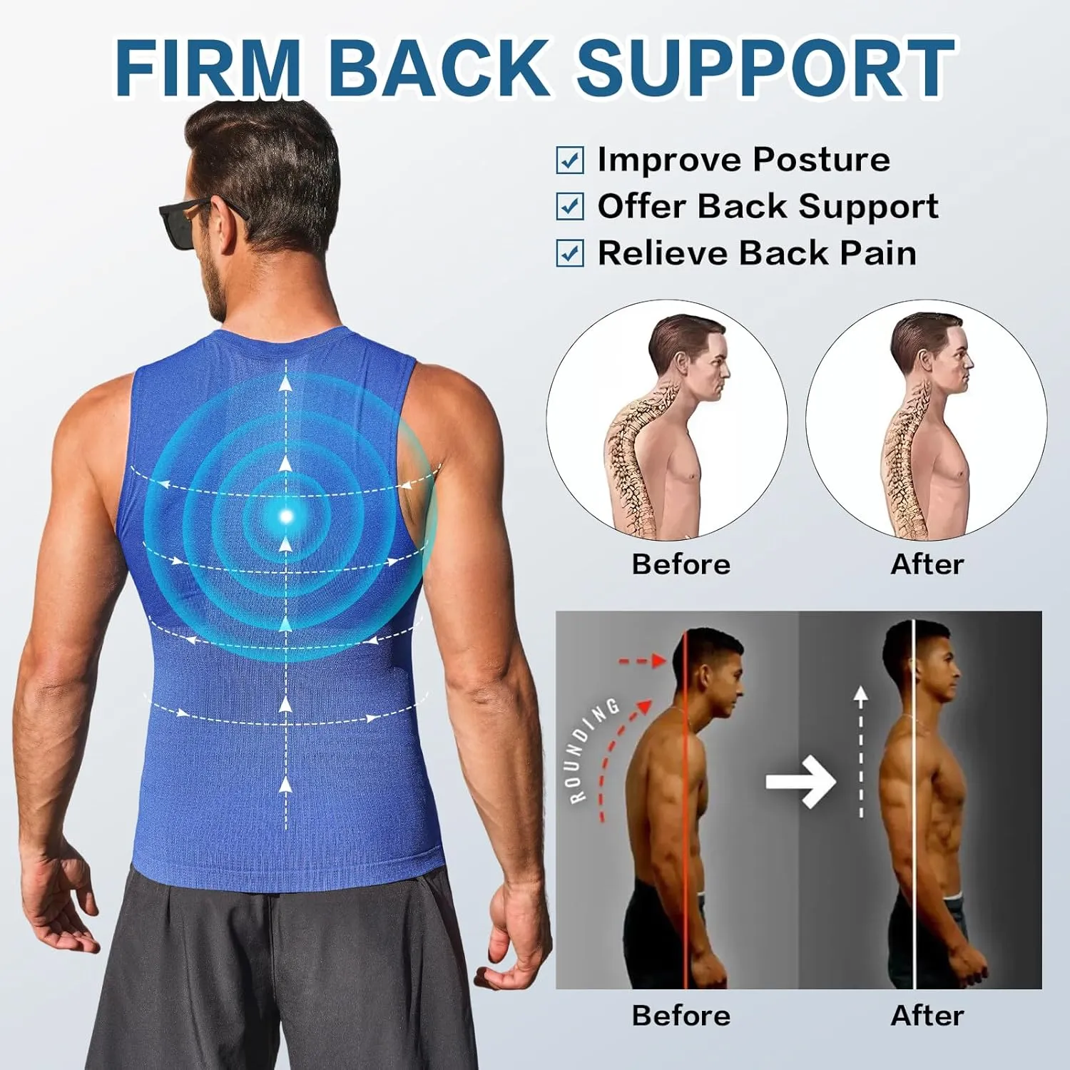 Beotyshow Mens Sleeveless Compression Shirt Slimming Body Shaper Vest Workout Tank Tops Shapewear Undershirts