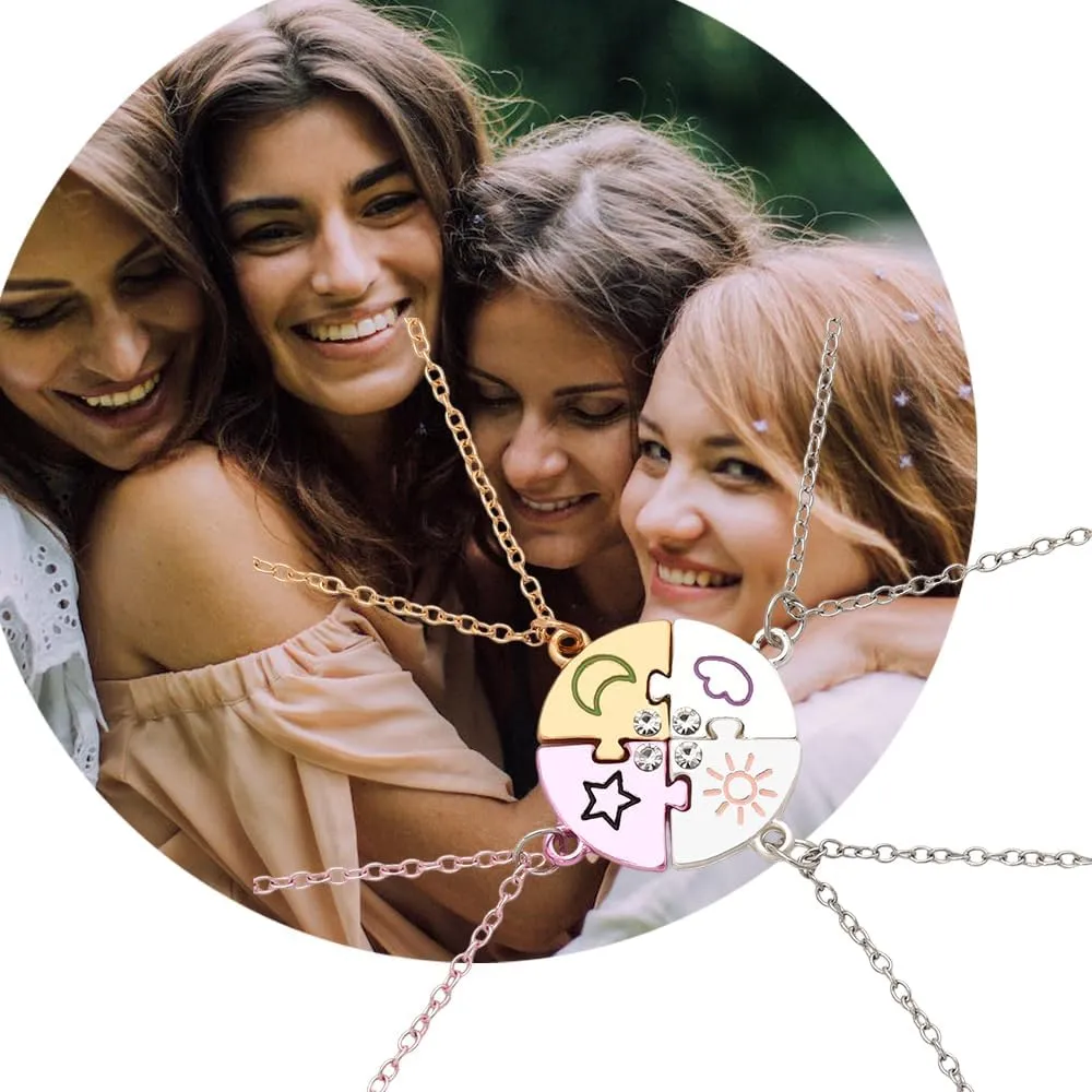 Best Friend Friendship Necklaces for 3 Sisters Birthday Gifts for Big Middle Little Sister Puzzle Necklace for 3 4 Friends
