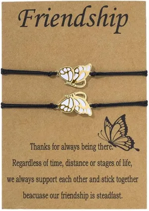 Best Friends Bracelets,Friendship Butterfly Bracelets Pomise Long Distance Matching Couple Bracelets for Women Birthday Gifts