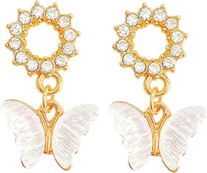 BESTYASH 1Pair Minimalist Butterfly Earrings for Women Dangle Earrings Aesthetic Ear Jewelry Lightweight and Creative Design for Everyday Wear and Special Occasions