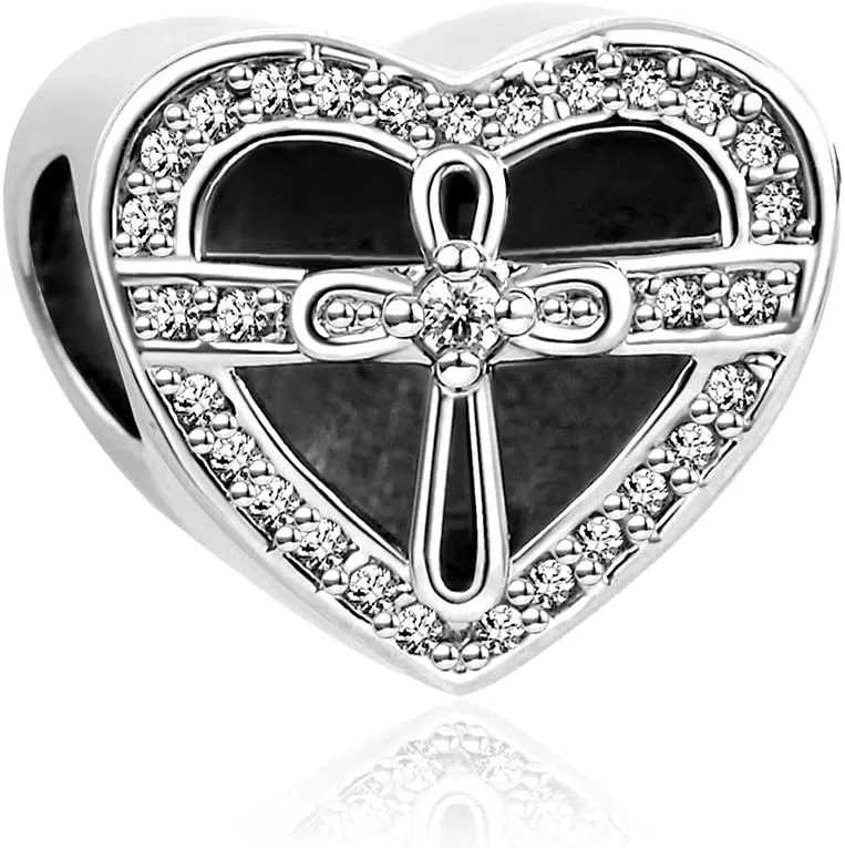 Bible Prayer Charm for Bracelets Pendant Heart Silver Cross Matthew Isaiah Dangle Charms Bracelet for Women Wife Daughter Grandma Friends