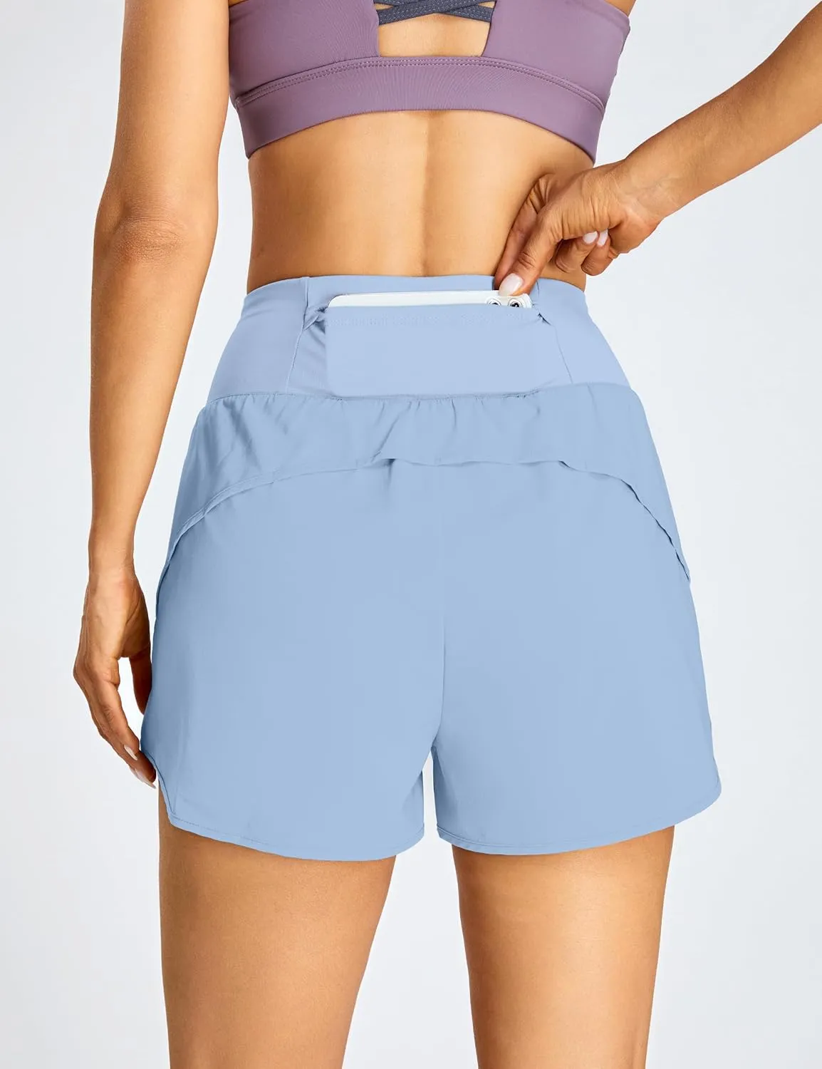 BMJL Women's High Waisted Athletic Shorts Pocket Workout Shorts Gym Sporty Running Shorts