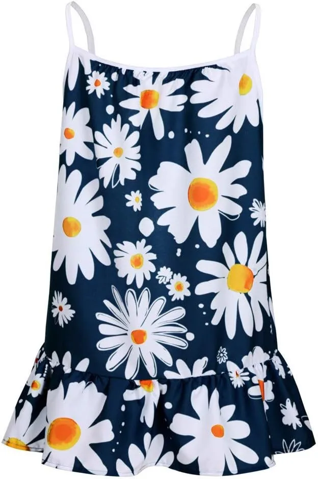 Boho Tank Tops for Women Dasiy Printed Loose Fit Flowy Cami Shirts Lightweight Summer Cute Beach Outfits Trendy