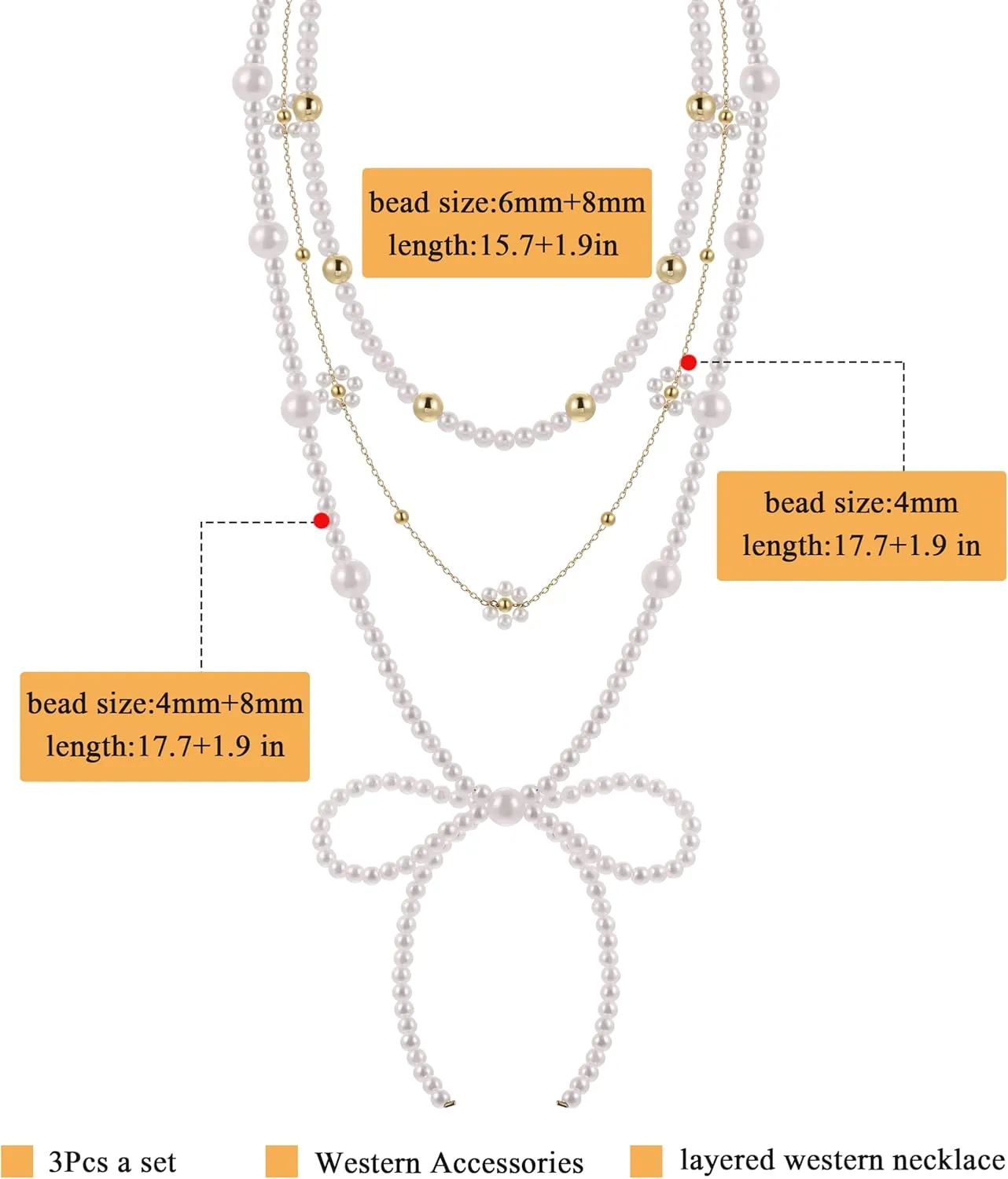 BOMAIL Imitation Navajo Pearl Bow Necklace Set for Women Handmade Imitation Pearl Beaded Necklaces Vintage Western Native Beaded Necklaces Jewelry