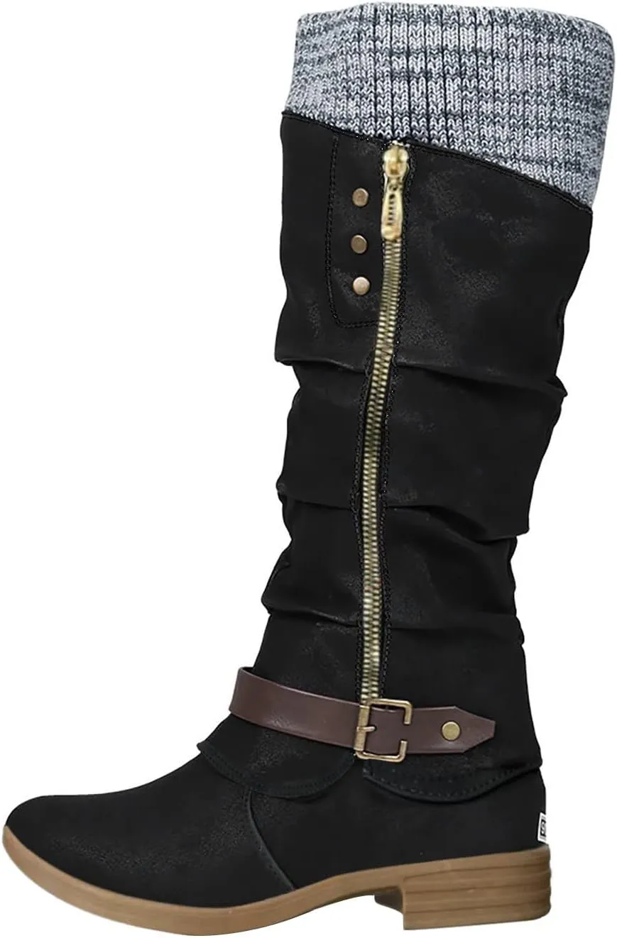 Booties for Women Low Heel Flat Boots Women Chunky Brown Boots Work Boots Black Ankle Boots for Women with Heel Comfort Womens Ankle Booties Low Heel Brown