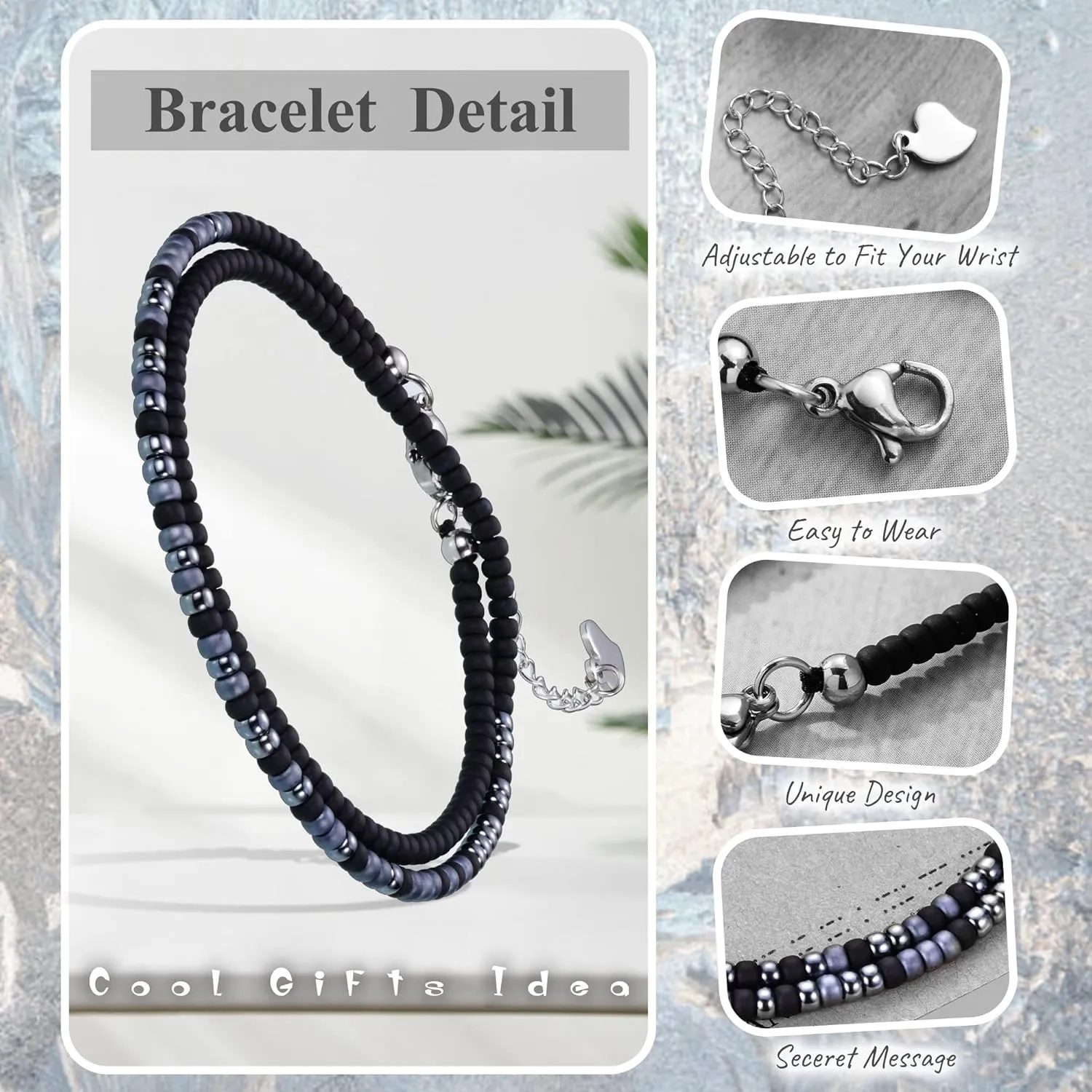 Btysun Inspirational Morse Code Bracelets for Women Men Teen Girl Gifts Best Friend Birthday Gifts for Him Her Adjustable Layered Secret Message Sister Bff Girfriend Sister Christmas Jewelry