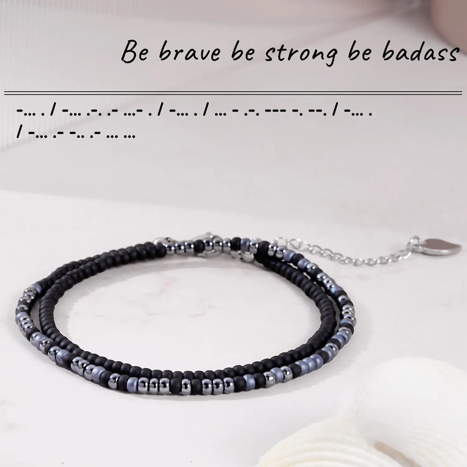 Btysun Inspirational Morse Code Bracelets for Women Men Teen Girl Gifts Best Friend Birthday Gifts for Him Her Adjustable Layered Secret Message Sister Bff Girfriend Sister Christmas Jewelry