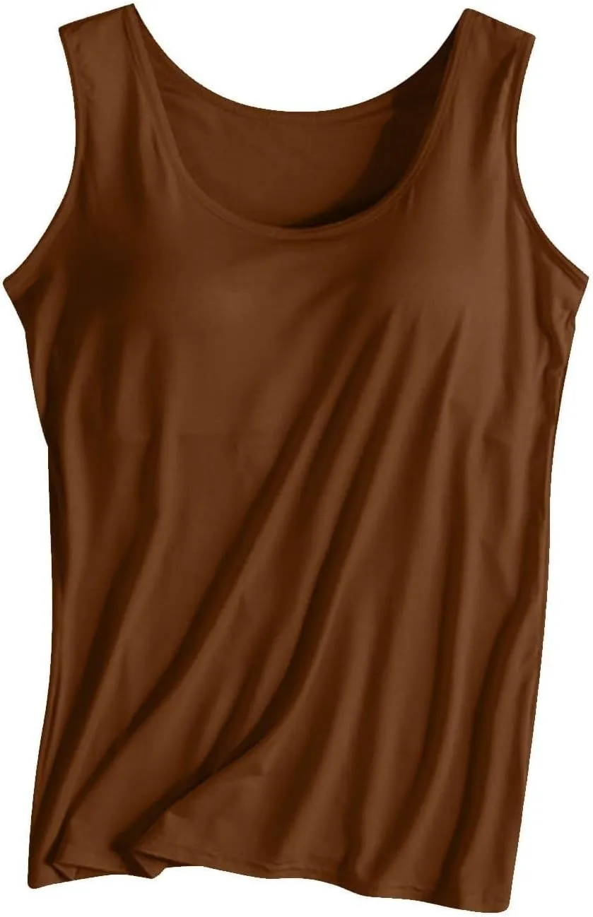Built in Bra Tank Tops for Women Cotton Padded Womens Spaghetti Strap Camisole Plus Size Sports Bras