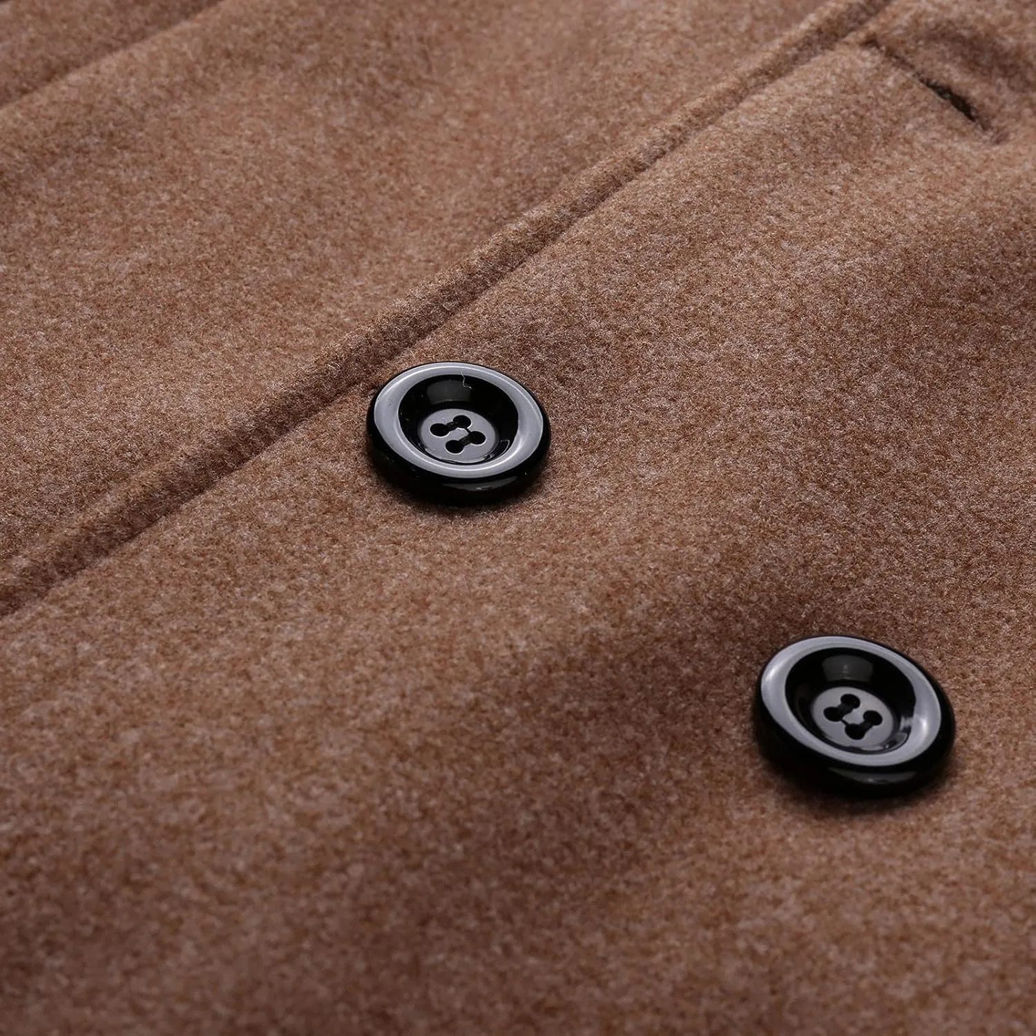 Burband Mens Double Breasted Woolen Trench Coats Slim Fit Notch Lapel Pea Overcoats Winter Stylish Business Long Jackets