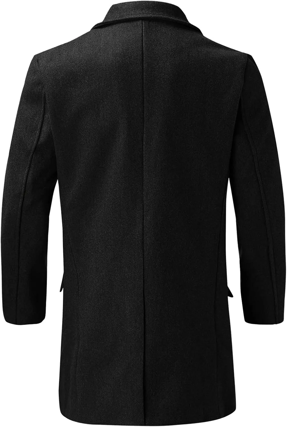 Burband Mens Double Breasted Woolen Trench Coats Slim Fit Notch Lapel Pea Overcoats Winter Stylish Business Long Jackets