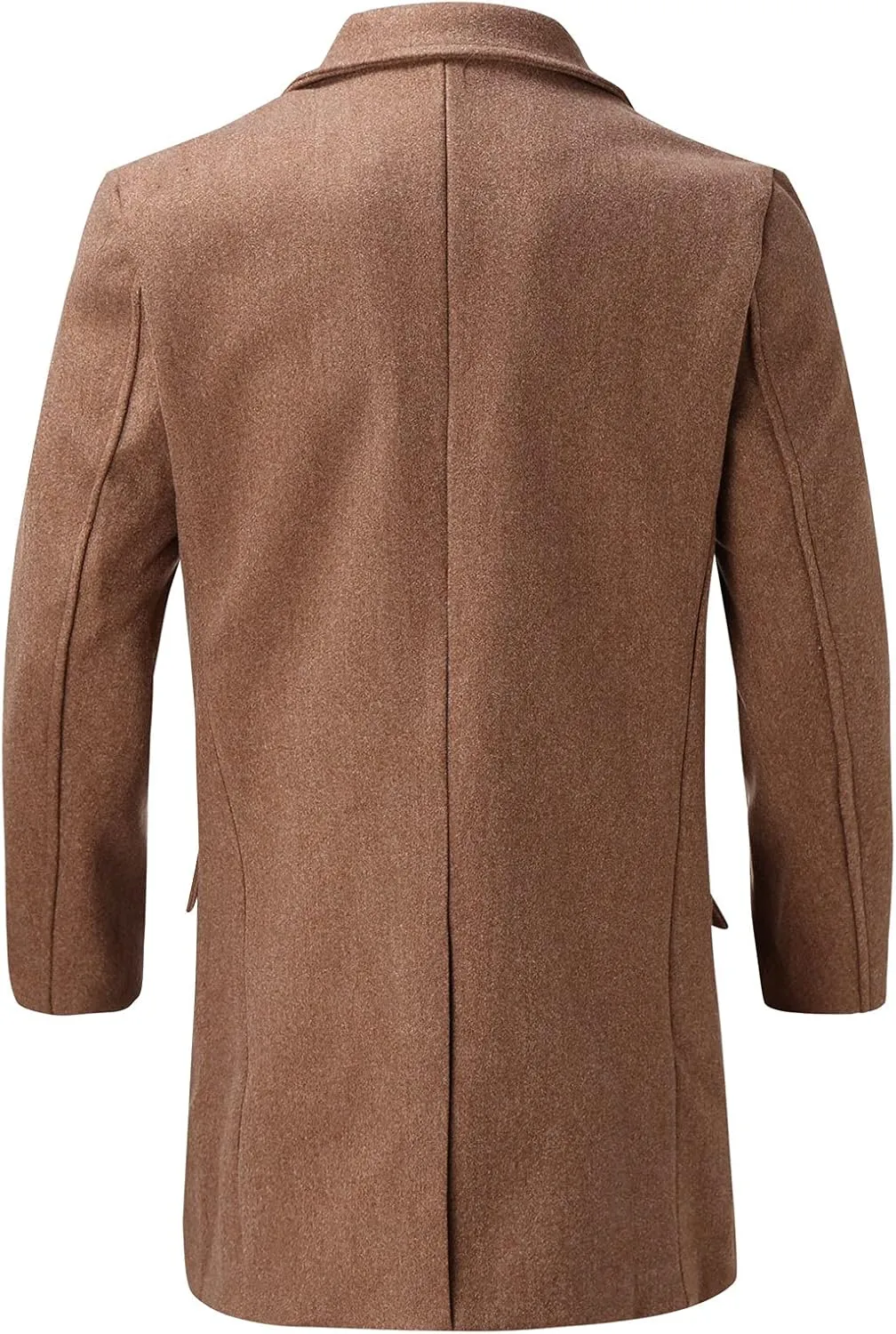 Burband Mens Double Breasted Woolen Trench Coats Slim Fit Notch Lapel Pea Overcoats Winter Stylish Business Long Jackets