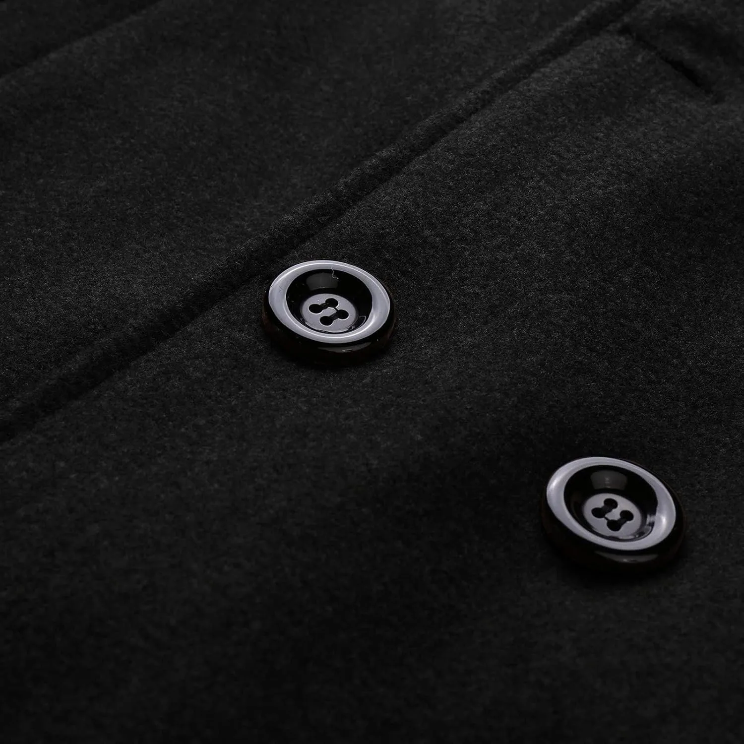 Burband Mens Double Breasted Woolen Trench Coats Slim Fit Notch Lapel Pea Overcoats Winter Stylish Business Long Jackets