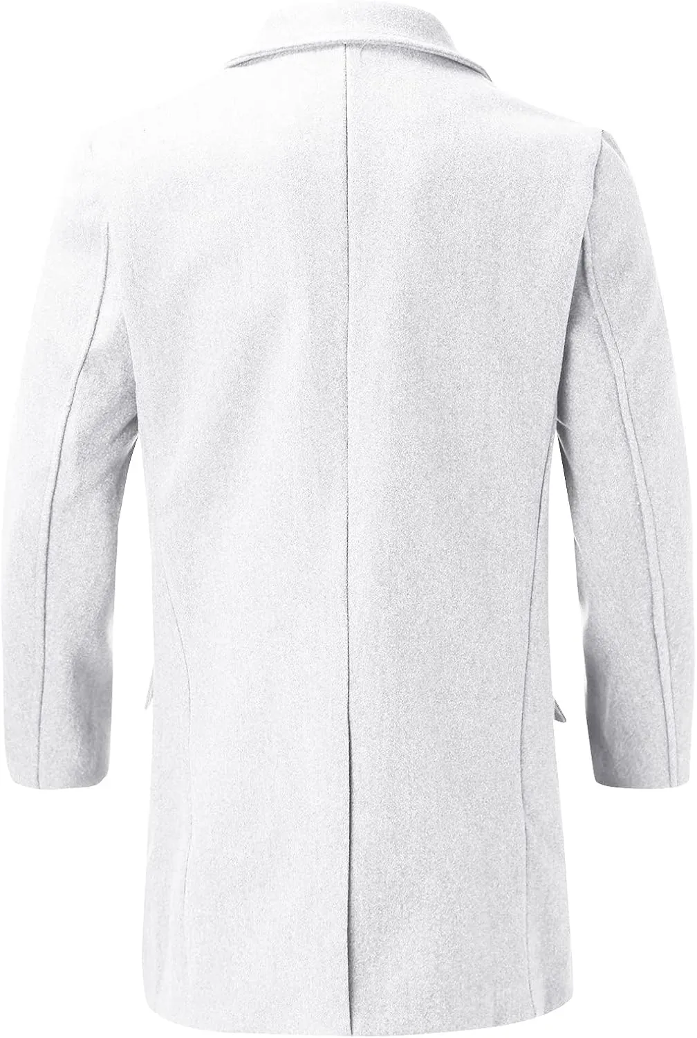 Burband Mens Double Breasted Woolen Trench Coats Slim Fit Notch Lapel Pea Overcoats Winter Stylish Business Long Jackets