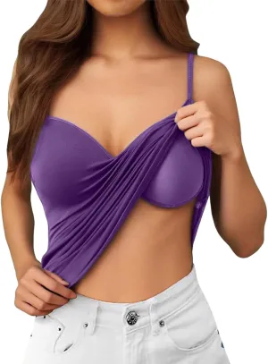 Camisole Tops for Women Built in Bra Spaghetti Strap Workout Yoga Shirts Basic Padded Tank Tops 2025 Summer Shelf Bra
