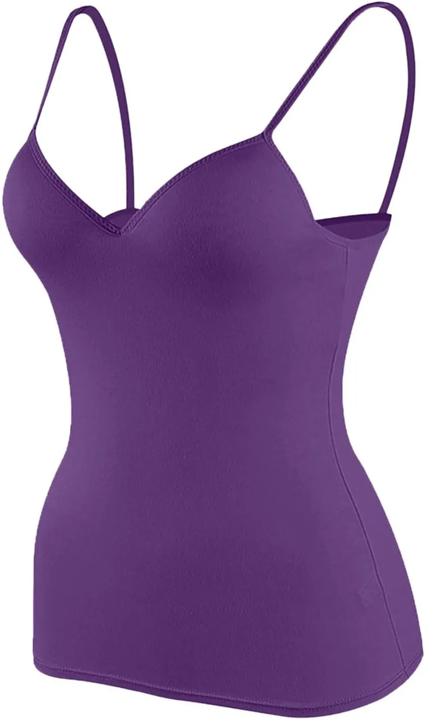 Camisole Tops for Women Built in Bra Spaghetti Strap Workout Yoga Shirts Basic Padded Tank Tops 2025 Summer Shelf Bra
