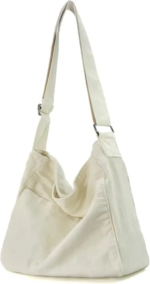 Canvas Crossbody Shoulder Bag Casual Hobo Bag Travel Tote Bag Messenger Bags Cute Large Purse for Women