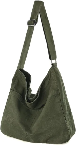 Canvas Crossbody Shoulder Bag Casual Hobo Bag Travel Tote Bag Messenger Bags Cute Large Purse for Women