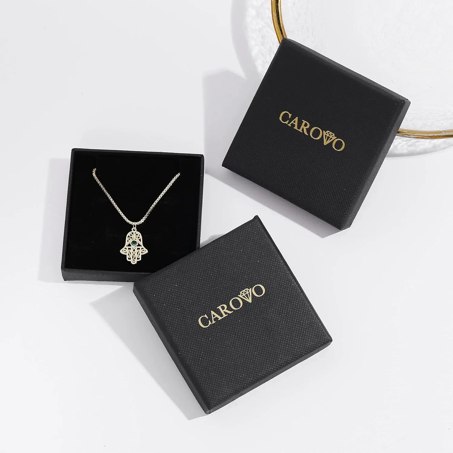 CAROVO Gold Necklace for Women Dainty Long Necklace 14K Gold/Silver Lariat Y-Shaped Pendant Necklaces Trendy Layered Lip Cubic Zirconia Beaded Chain Drop Necklaces Jewelry for Women Gifts