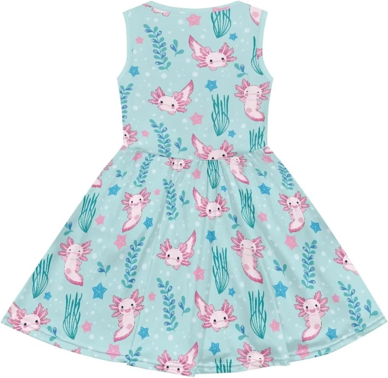 Casual Sleeveless Summer Skater Dress for Girl Loose Swing Cute Print Sundress with Pockets