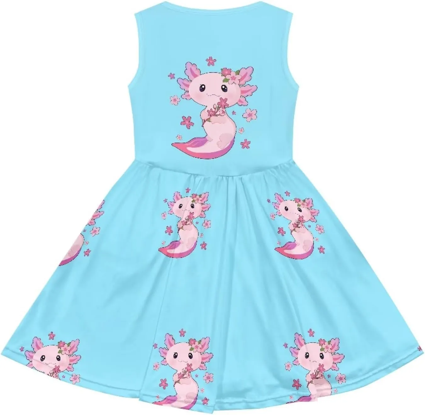 Casual Sleeveless Summer Skater Dress for Girl Loose Swing Cute Print Sundress with Pockets
