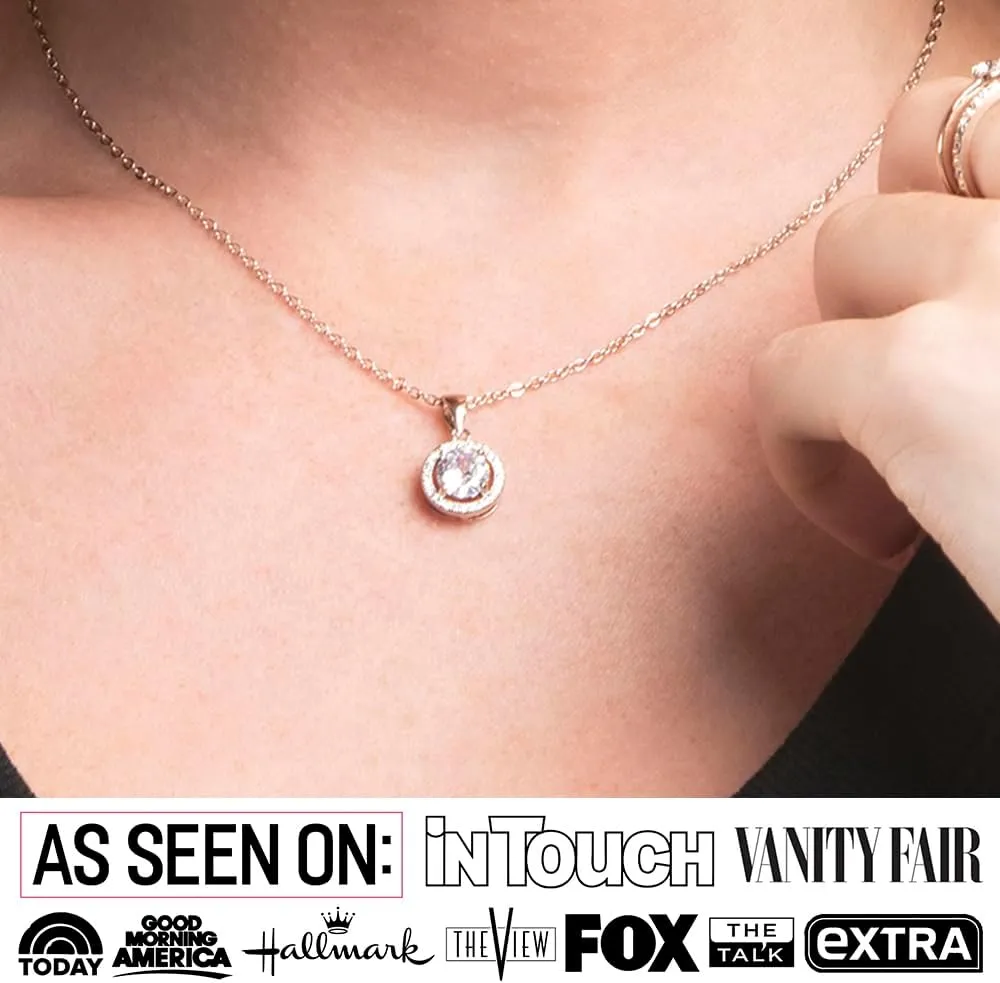 Cate & Chloe Blake 18k Gold Plated Pendant Necklace | Halo Silver Necklaces with Round Cut Cubic Zirconia, Fashion Necklaces For Women, Hypoallergenic Jewelry Necklaces for Girls
