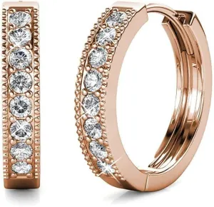 Cate & Chloe Lydia 18K White Gold Hoop Earrings with Crystals, Silver Hoops for Women, Sparkle Round Hoops for Ladies, Hoop Earrings