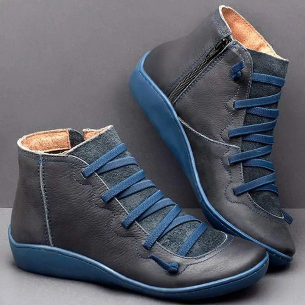 Cathalem Ankle Boots for Women Arch Support Womens Low Heel Fashion Lace Up Zipper Booties Cowboy Cowgirl Walking Bootie