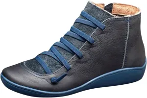 Cathalem Ankle Boots for Women Arch Support Womens Low Heel Fashion Lace Up Zipper Booties Cowboy Cowgirl Walking Bootie