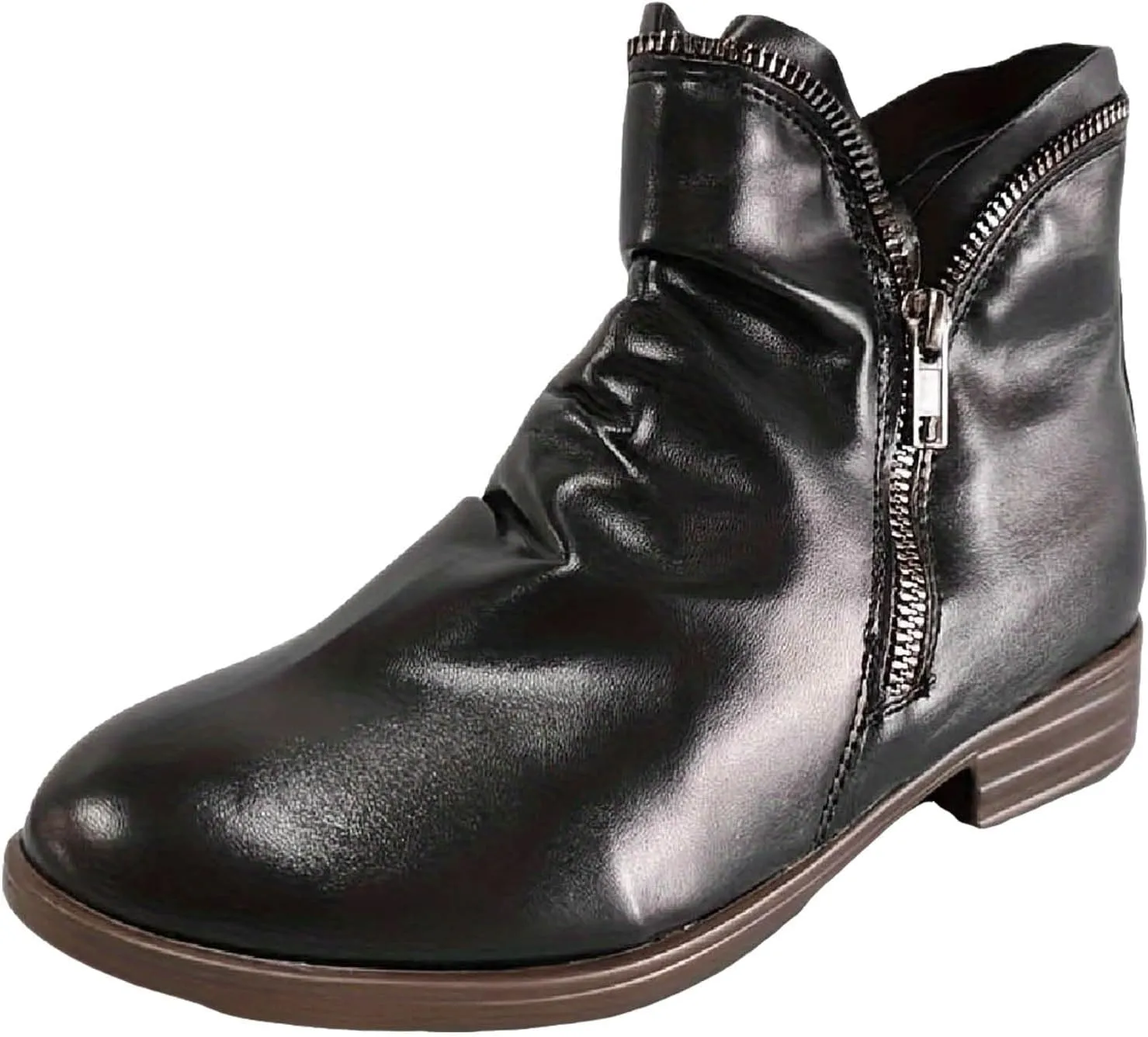 Cathalem Ankle Boots for Women Low Heel Booties Arch Support Boots Lace Up Side Zipper Short Ankle Booties Casual Fall Shoes