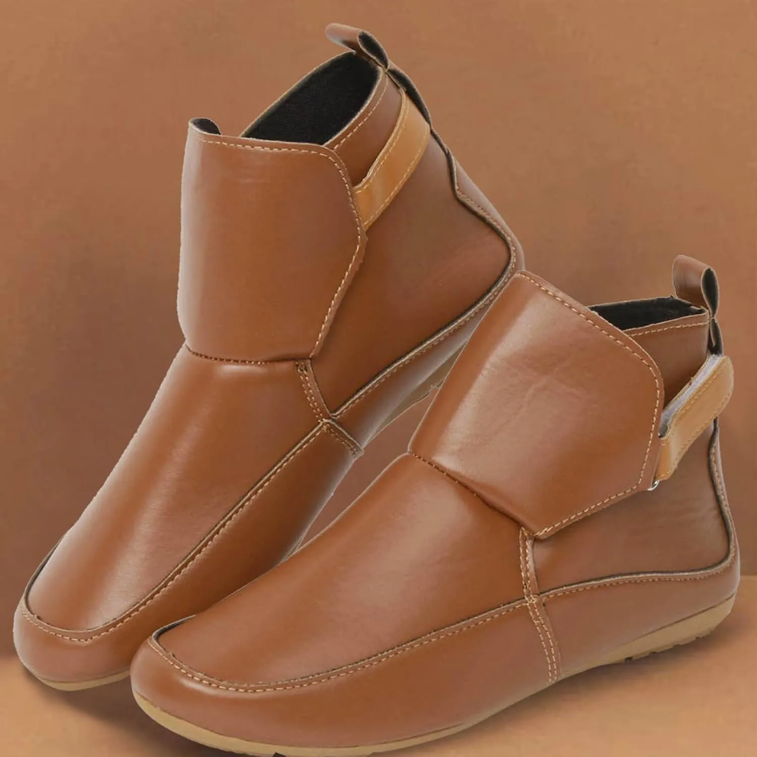 Cathalem Booties for Women 2024,Arch Support Booties Side Zip-up Vintage Leather Damping Shoes Flat Heel Booties