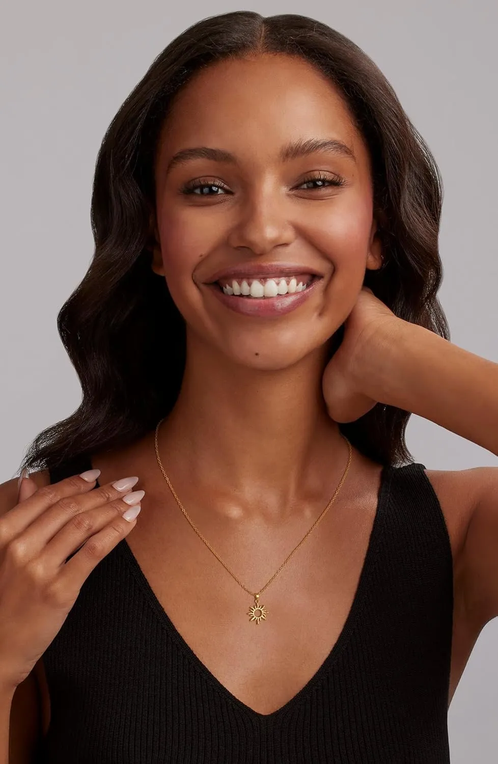 CHESKY Gold Pendant Necklace for Women, 14K Gold Plated Cubic Zirconia Dainty Sun and Moon Necklace Cute Minimalist Diamond Gemstone Turquoise Chain Choker Sunflower Necklace Jewelry Gifts for Women