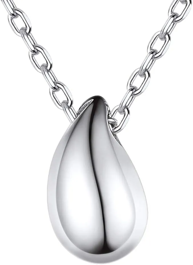 ChicSilver Simple Teardrop Necklaces 925 Sterling Silver Minimalist Dainty Tiny Necklaces Pendant Necklace for Women