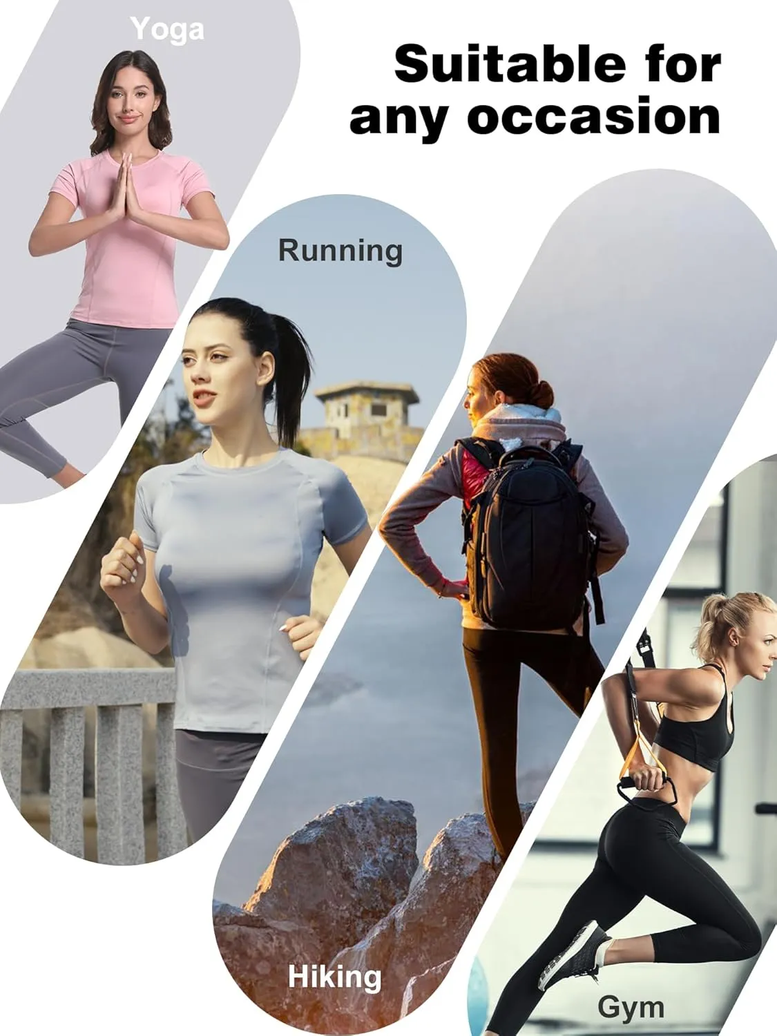 CL convallaria 4 Pack Women's Compression Shirt Cool Dry Short Sleeve Workout Tops Athletic Baselayer for Yoga Gym Running