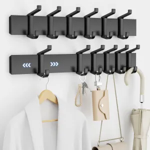 classic NIFFGAFF Wall Hook Coat Rack Hanger : 2 Packs Black Hanging Storage Mount for Coats, Jackets, Hats, Towels, Keys, Closet Door Holder