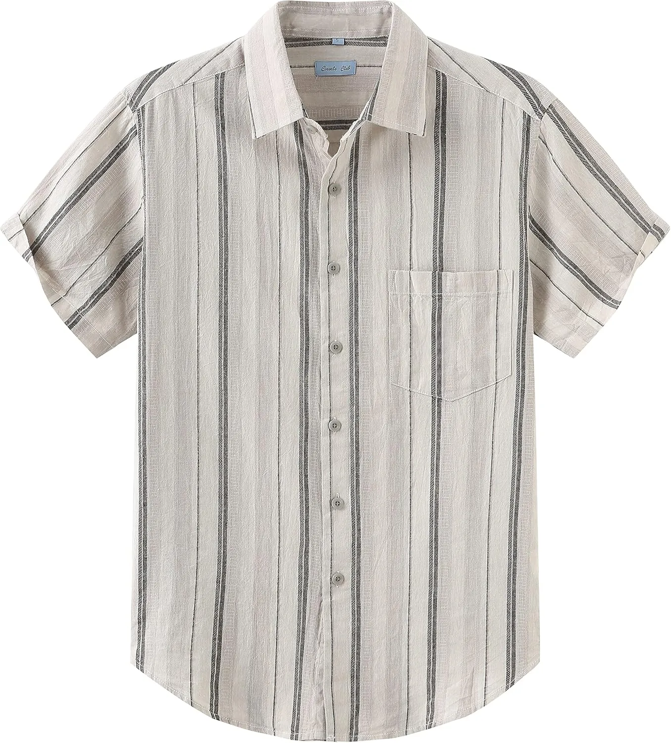 COEVALS CLUB Men's Casual Linen Cotton Button Down Spread Collar Short Sleeve Summer Beach Shirts