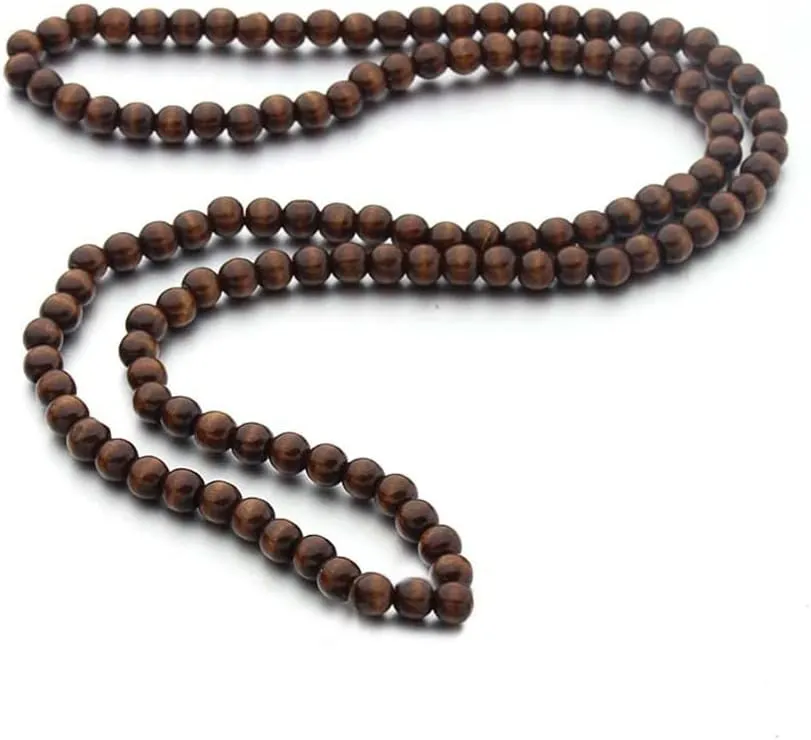COLORFUL BLING 8MM Natural Wood Bead Necklace Africa Wooden Chain Statement Unisex Chunky Strand Necklaces Hip Hop Jewelry