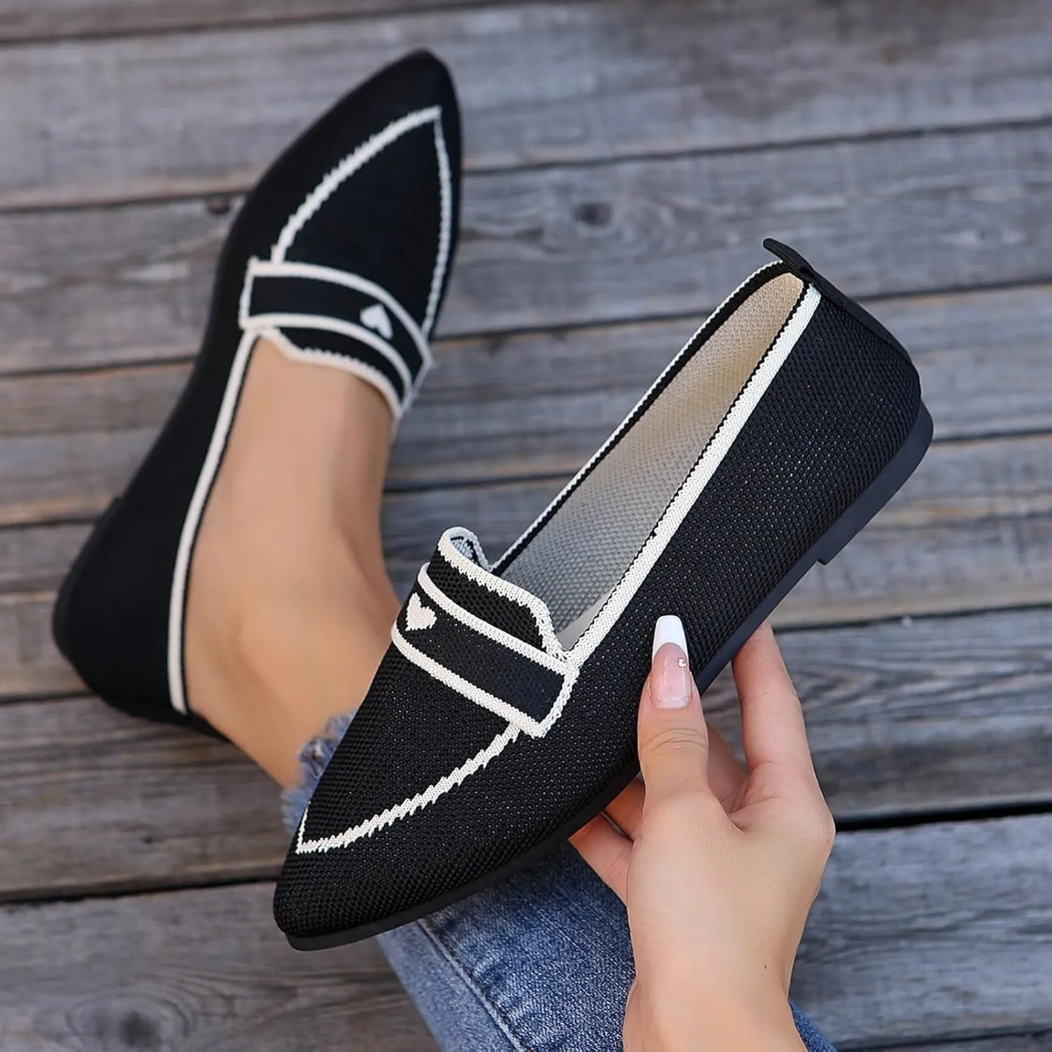 Comfortable Pointed Toe Flats Shoes Women Casual Walking Shoes Comfort Low Heel Shoes Fashion Shoes Basic Shoe