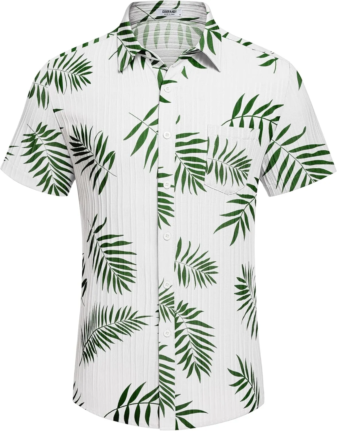 COOFANDY Men's Casual Button Down Shirts Short Sleeve Textured Summer Beach Shirt with Pocket