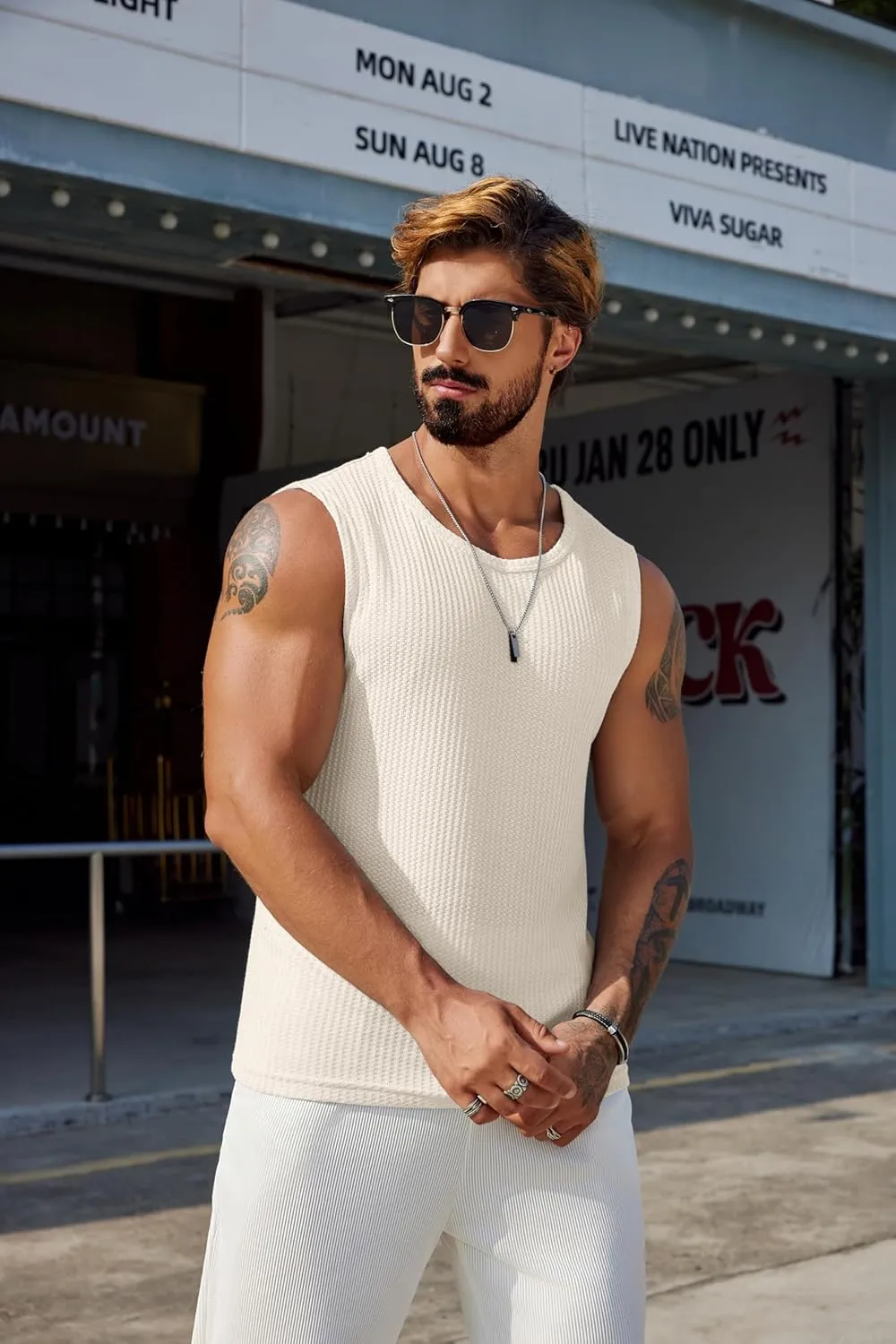 COOFANDY Mens Casual Tank Tops 2 Pack Waffle Knit Sleeveless Shirt Breathable Tank Shirts Summer Muscle Tee