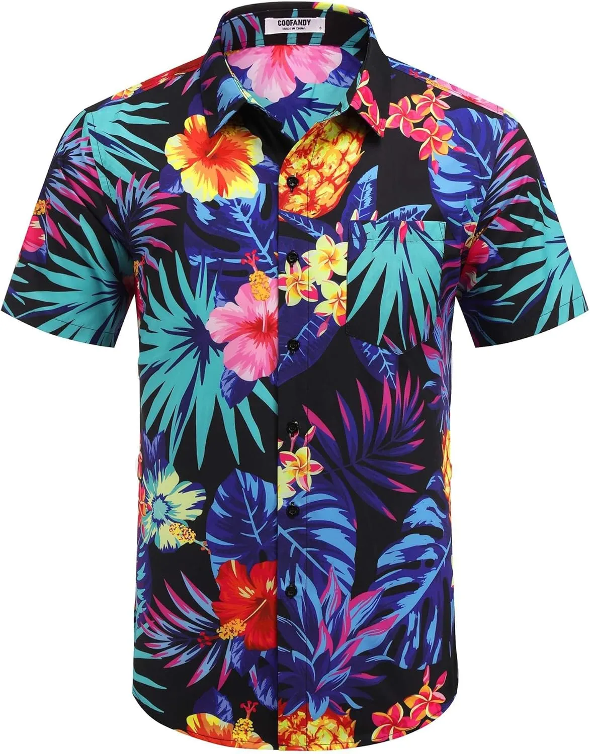 COOFANDY Mens Hawaiian Tropical Shirt Short Sleeve Casual Button Down Floral Summer Beach Shirts with Pocket