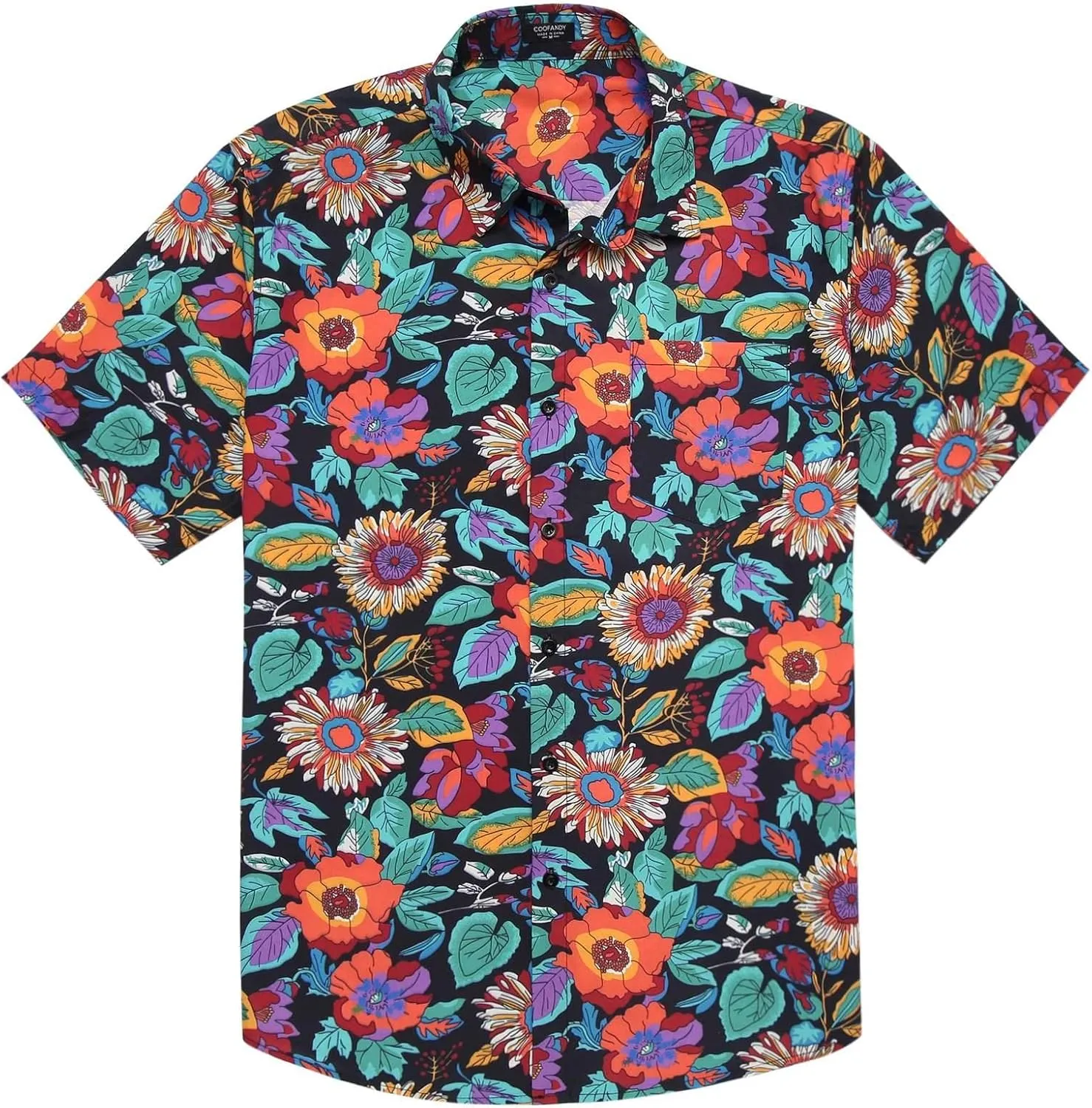 COOFANDY Mens Hawaiian Tropical Shirt Short Sleeve Casual Button Down Floral Summer Beach Shirts with Pocket