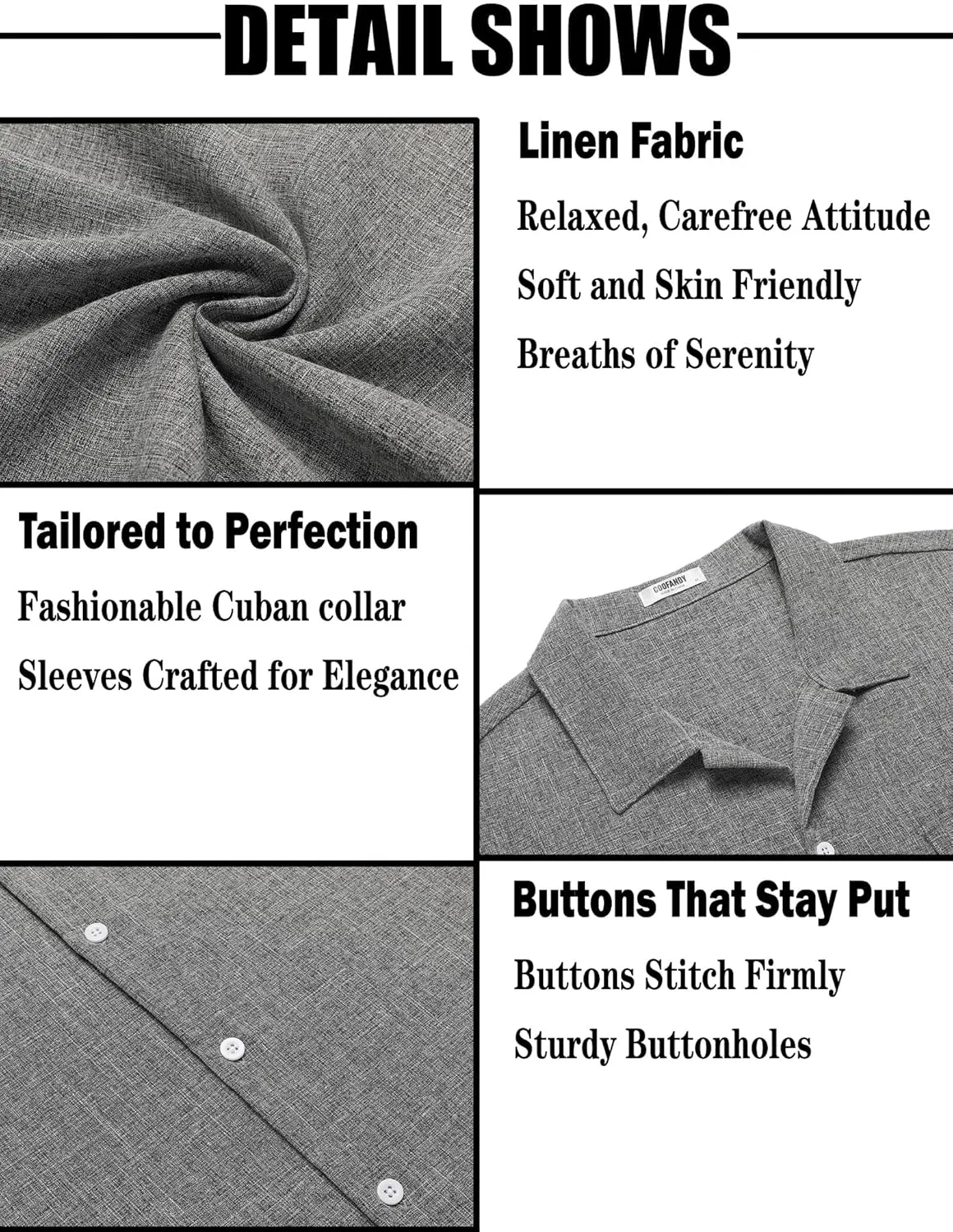 COOFANDY Men's Linen Short Sleeve Button Down Shirt Casual Cuban Collar Summer Beach Shirts Vacation Essentials